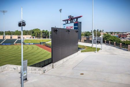 Wichita Riverfront Stadium Batter's Eye Black Prefinished Metal Wall Panels Buckley Roofing