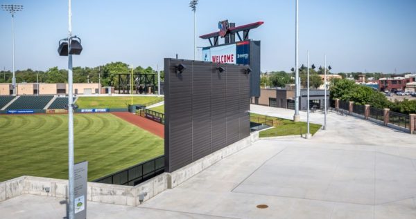 Wichita Riverfront Stadium Batter's Eye Black Prefinished Metal Wall Panels Buckley Roofing