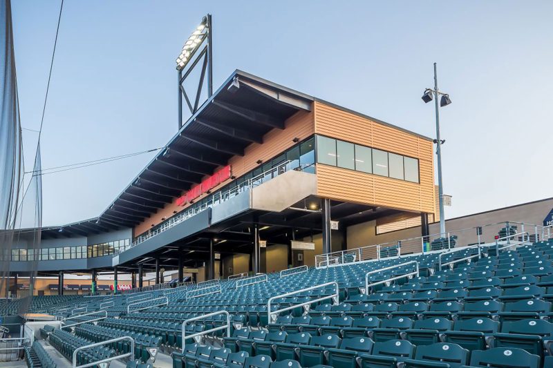 Wichita Riverfront Stadium Copper Black Prefinished Metal Wall Panels Suite Buckley Roofing