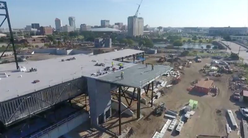 Wichita Riverfront Stadium During Roof Installation